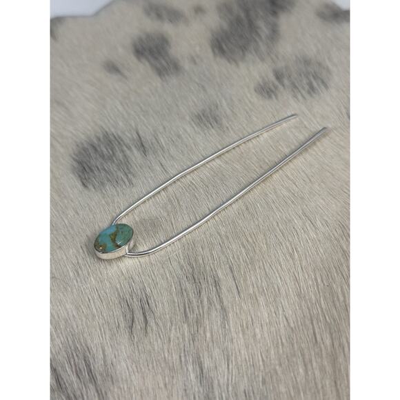 HUGE Sterling Silver 4” Blue Mojave Turquoise Hair Pin Accesory Bun Pony 925 main image 5
